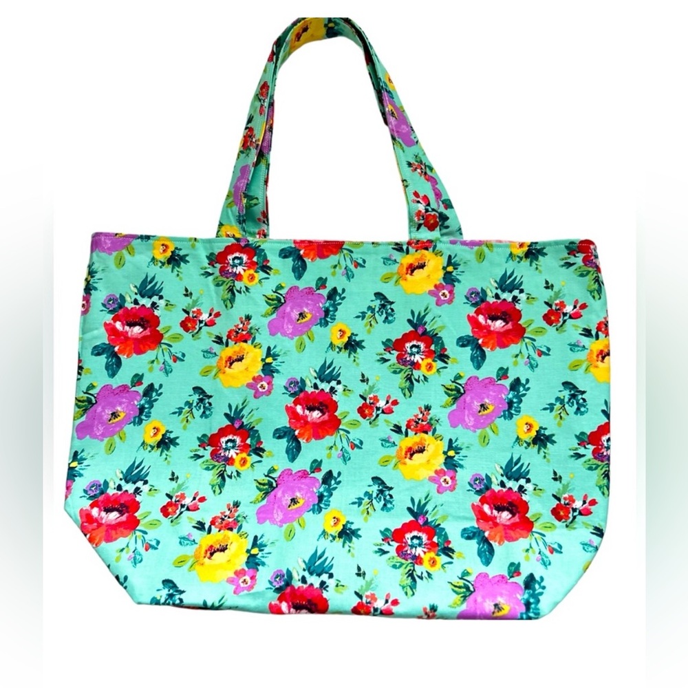 Hand Crafted Floral Tote Colorful All Purpose Market Bag Carry Shoulder Purse - Picture 8 of 8